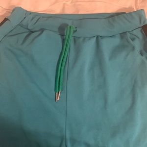 Blue and black leggings